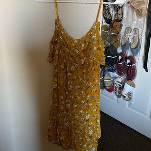 Yellow off shoulder dress